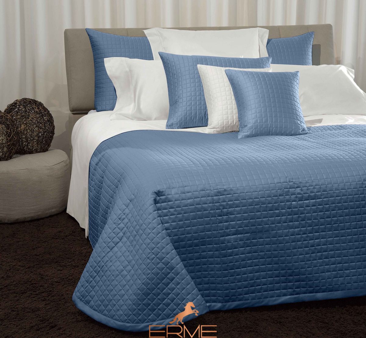 Signoria Firenze - Quilted bedspread MASACCIO Air Force Blue, Air Force Blue, 260x270