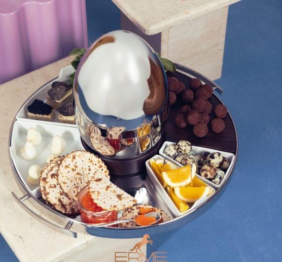 Christofle Mood Party Stainless Steel and Porcelain Tray