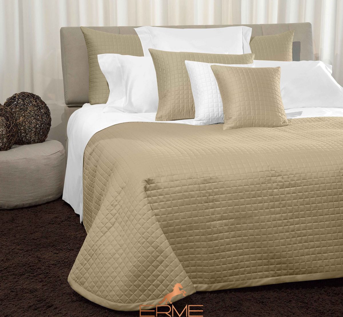 Signoria Firenze - Quilted bedspread MASACCIO Flax, Flax, 260x270