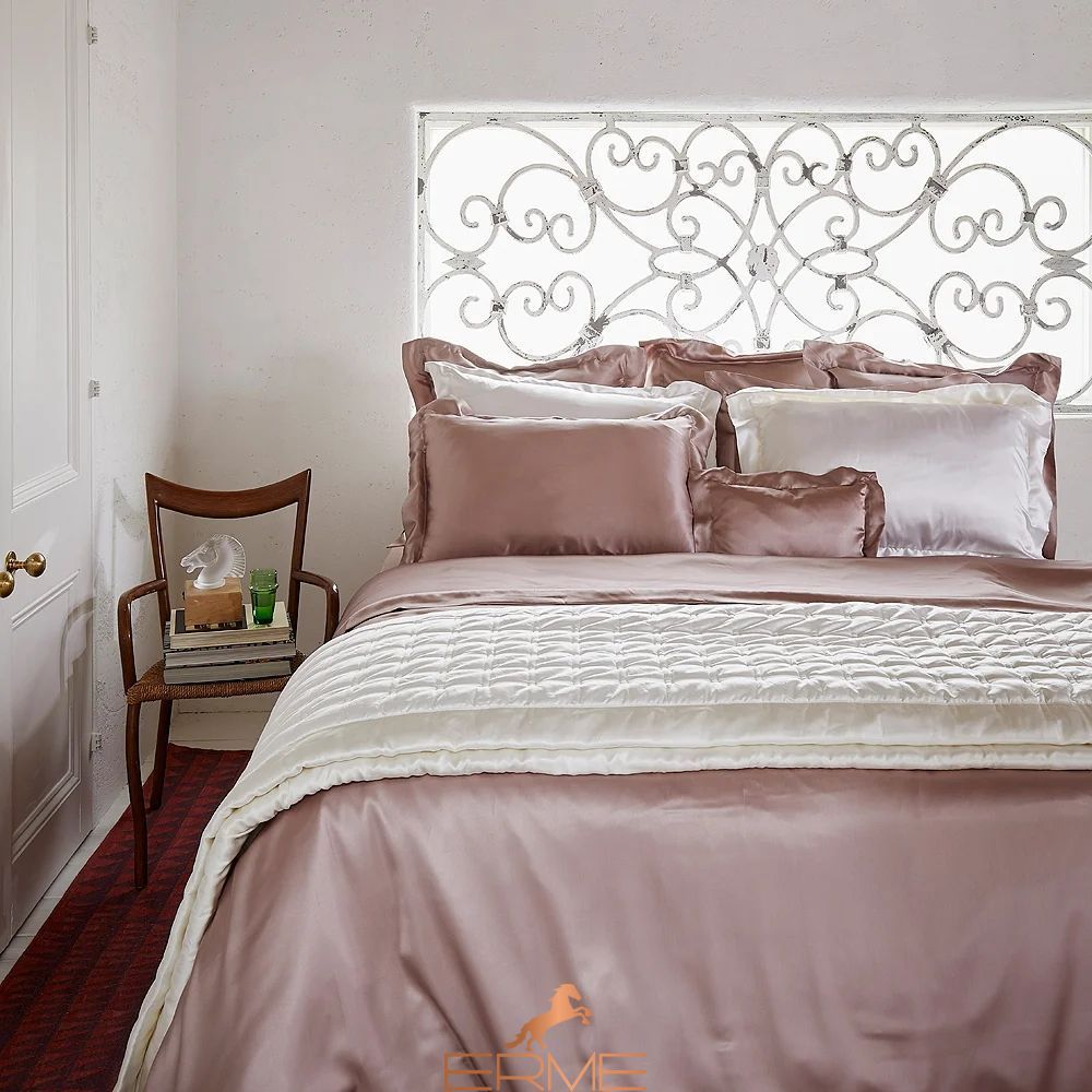 Gingerlily Vintage Pink Silk Bedding, 50x75 (2pc), 200x200, 160x200 with elastic