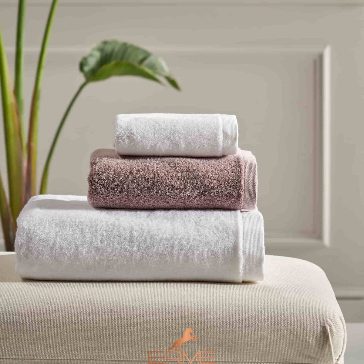 Set of face towels + guest sheet Biancoperla Opale Avorio, 60х110 + 40х60 + 100x140