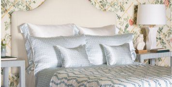 Шовкова постільна білизна Gingerlily Rattan Blue, 50x75 (2шт), 200x200, 160x200 на резинці