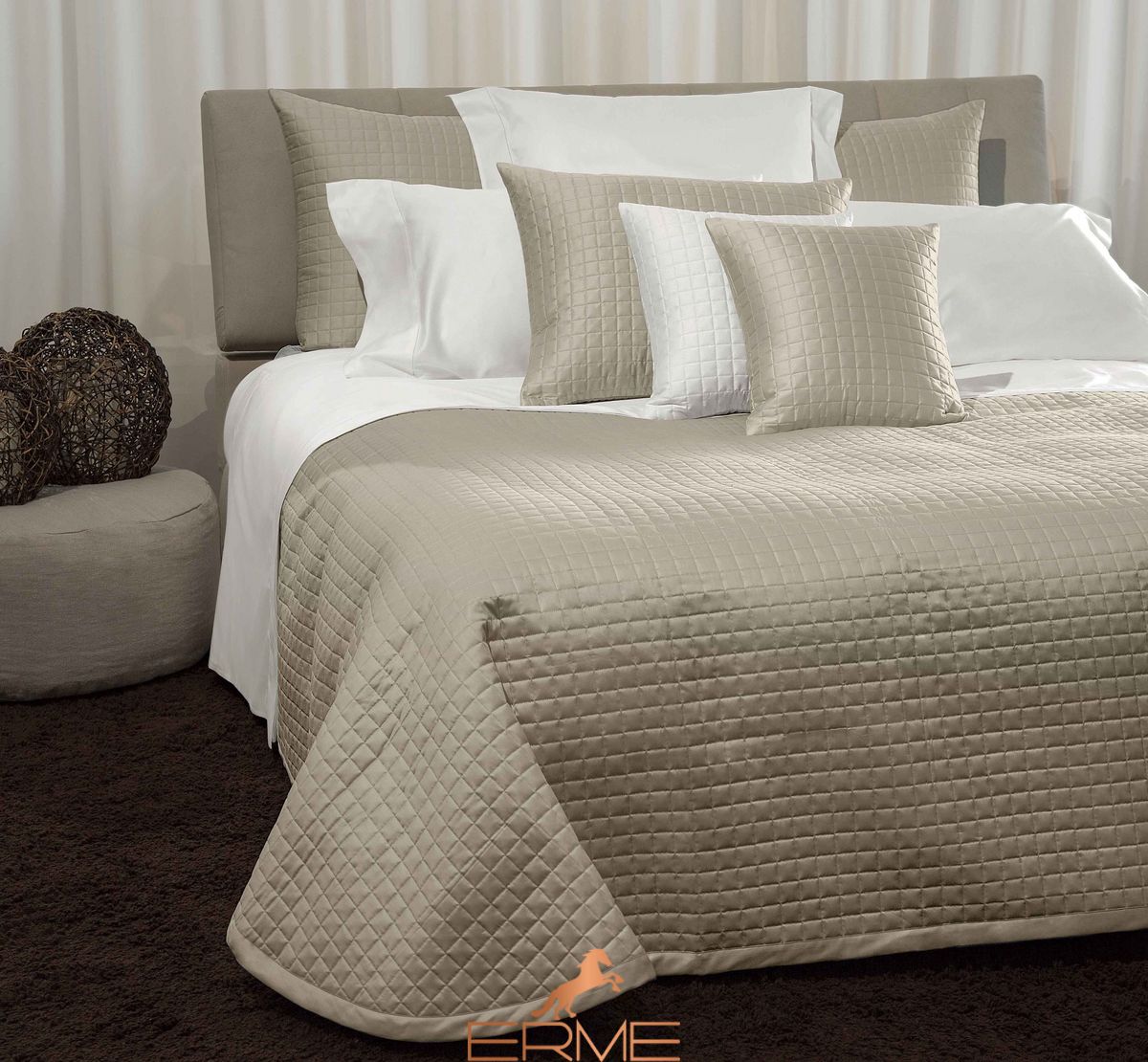 Signoria Firenze - Quilted bedspread MASACCIO Khaki, Khaki, 260x270