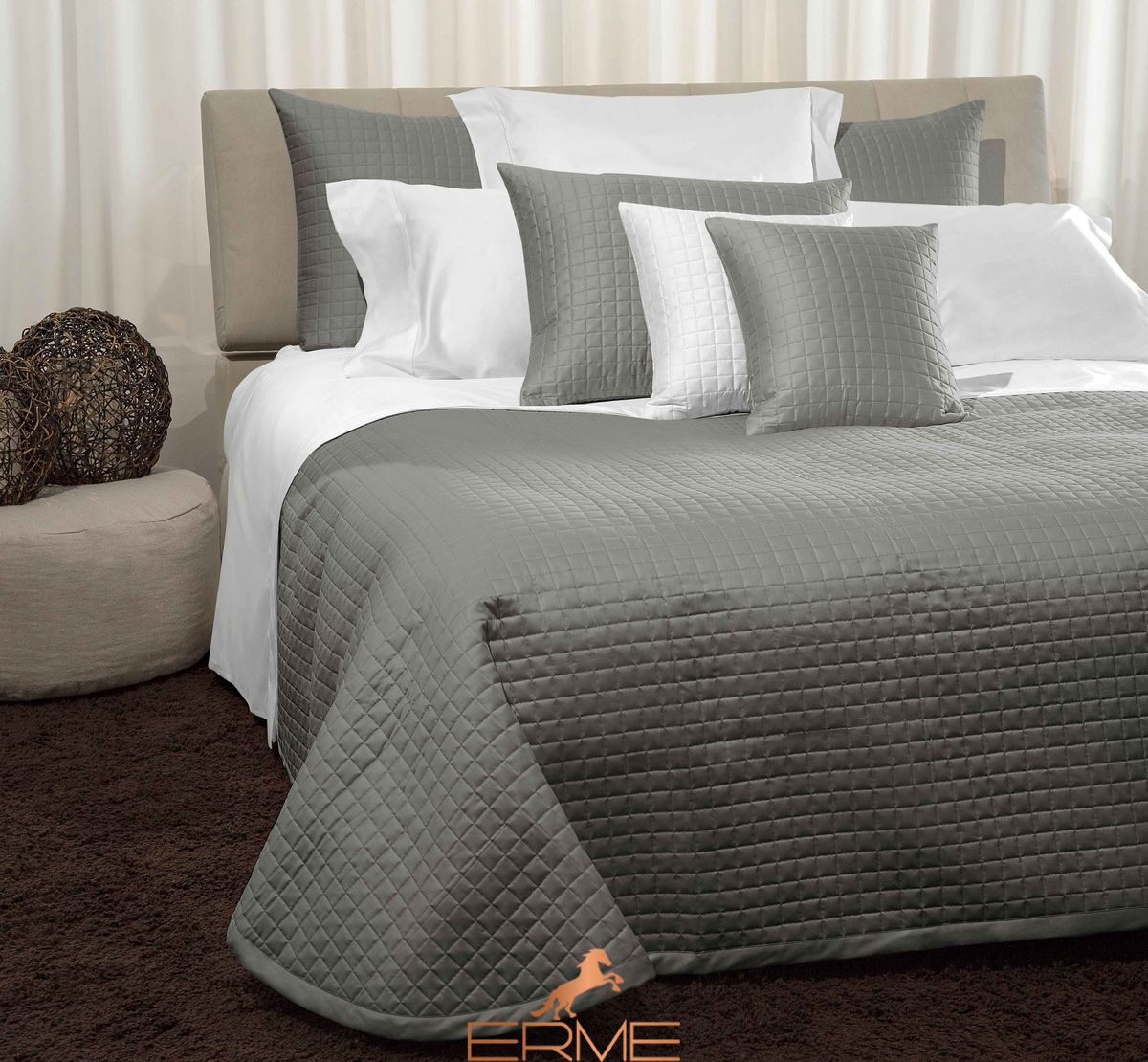 Signoria Firenze - Quilted bedspread MASACCIO Lead Grey, Lead Grey, 260x270