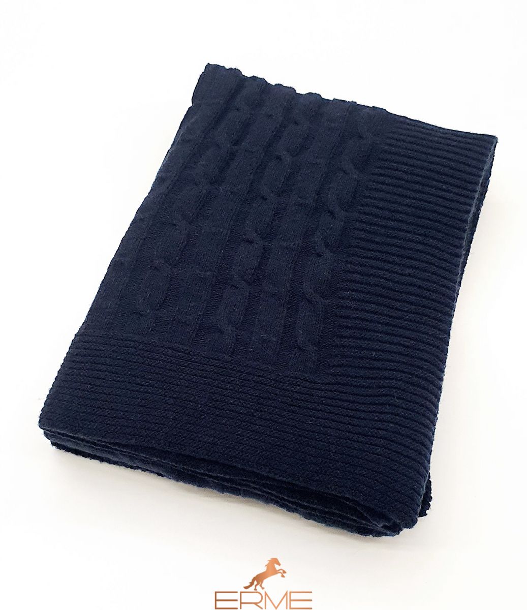 Baby cashmere blanket CO.BI. BABY TRECCIA, Navy, 110x75