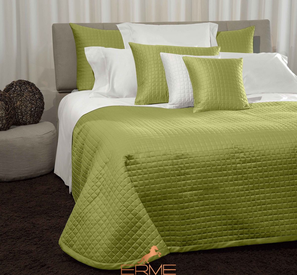 Signoria Firenze - Quilted bedspread MASACCIO Moss Green, Moss Green, 260x270