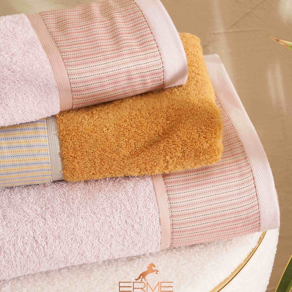 Набір рушників для обличчя + гостьове Biancoperla Galles Deluxe Incenso, 60х110 + 40х60 + 100x140