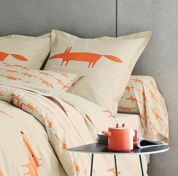 Bed linen Scion Living Mr Fox Mandarine, 50x70, 155x200, 180x290