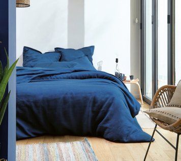 Постельное белье - Blanc Des Vosges Washed Linen MARINE, 50x75, 150x200, 180x290, Без резинки