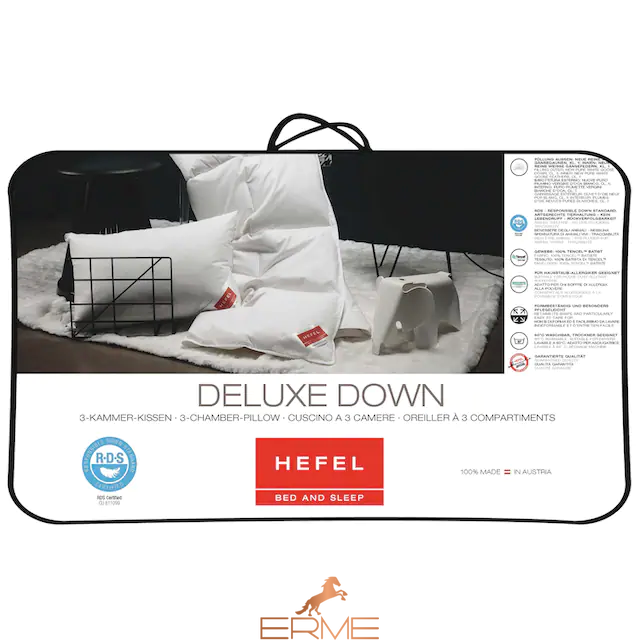 Подушка пухова 3-камерна Hefel De Luxe (Medium) Середня, 50x70, 670 + 120 гр