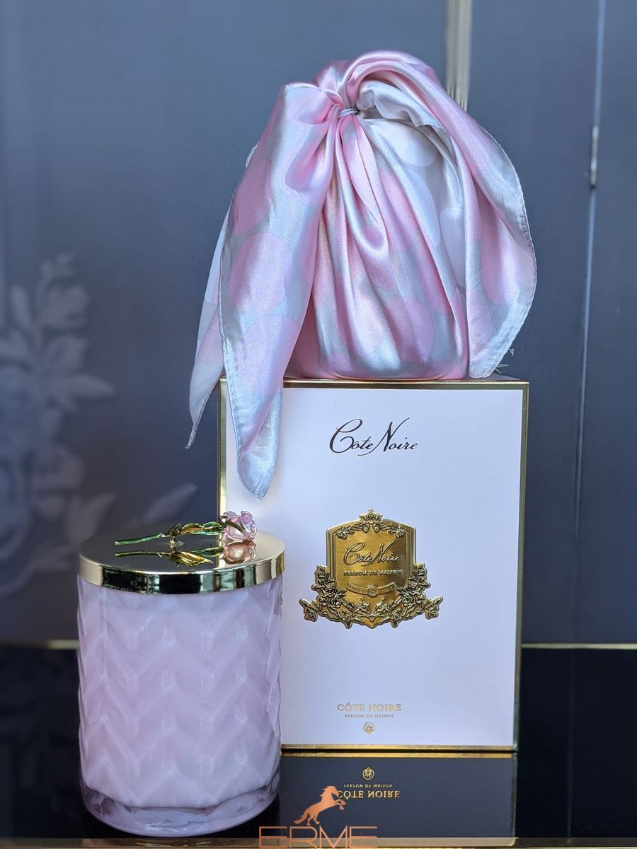 Aromatic candle Cote Noire Herringbone - Rose of Charente, Under the order (delivery from 4 weeks), 600 g
