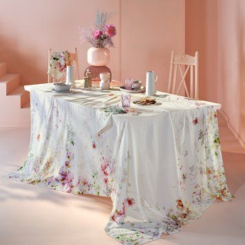 Tablecloth Garnier Thiebaut Jardin sauvage blanc, 115x115