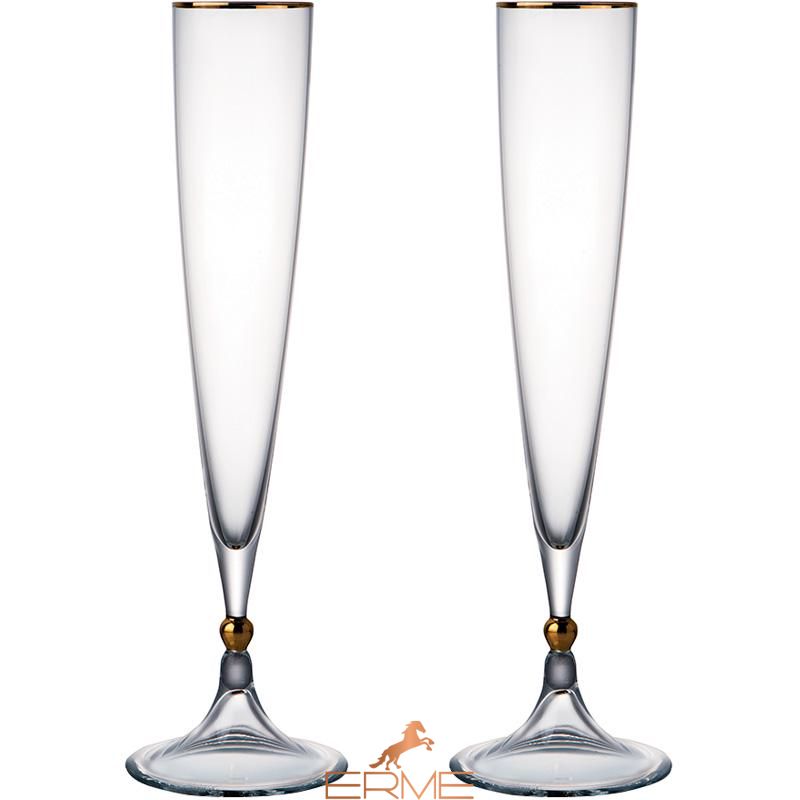 Rogaska Remembrance - Champagne glass Gold - set of 2 pcs