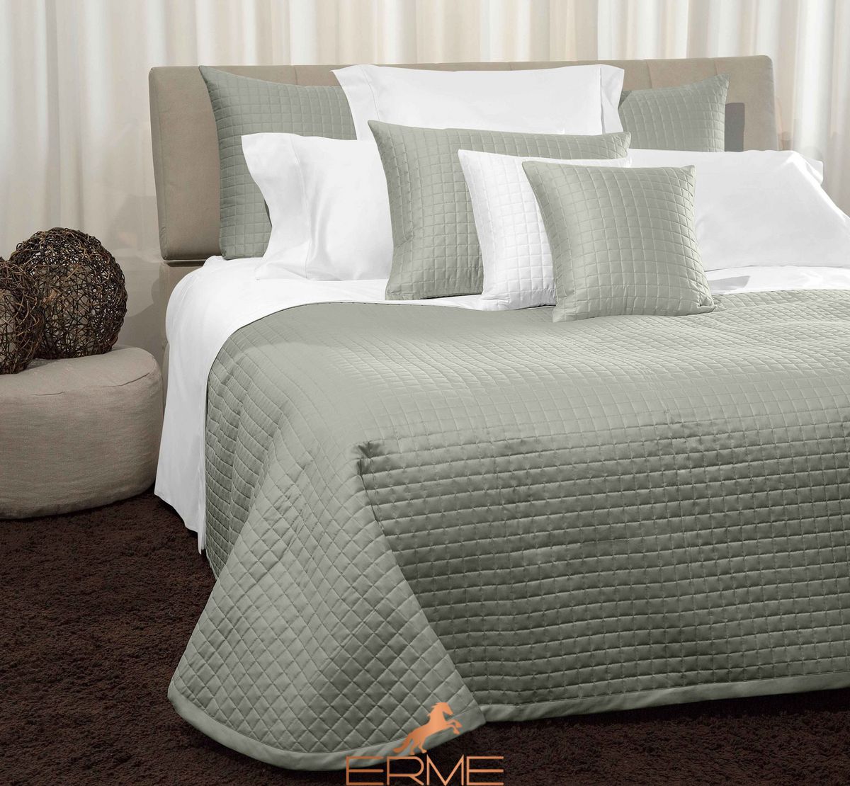 Signoria Firenze - Quilted bedspread MASACCIO Silver Sage, Silver Sage, 260x270