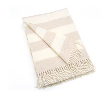 CO.BI. RIGHE blanket, Ivory/beige, 140x180