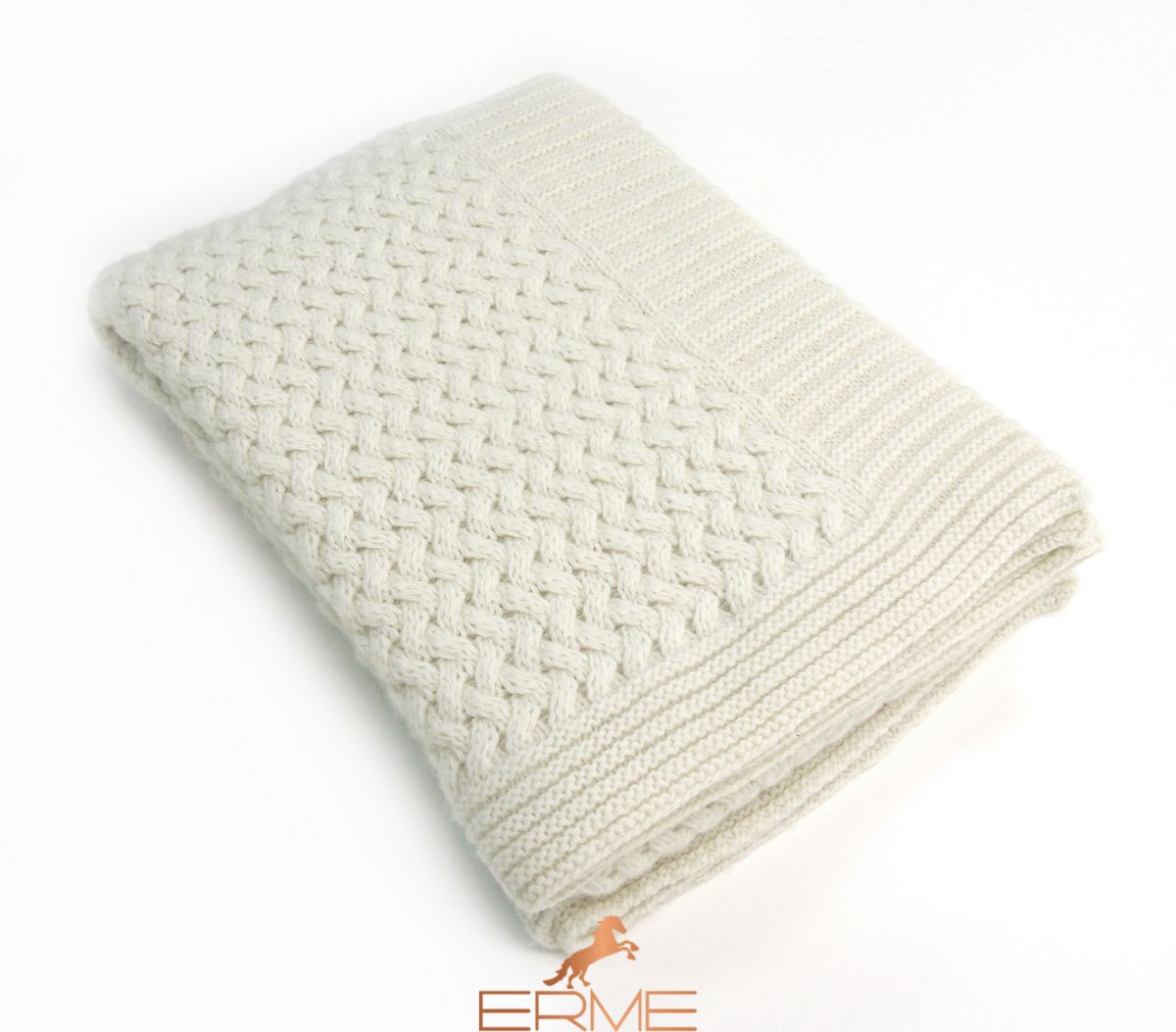 Knitted blanket CO.BI. FLORENCE, white, 140x180