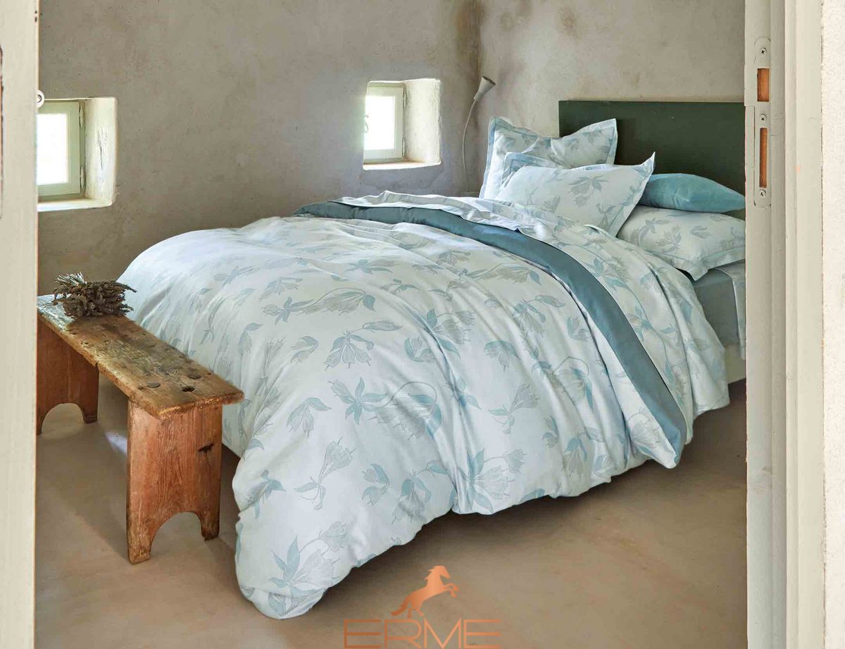 Bed linens - Blanc Des Vosges Botanique Celadon, 50x70, 155x200, 180x290