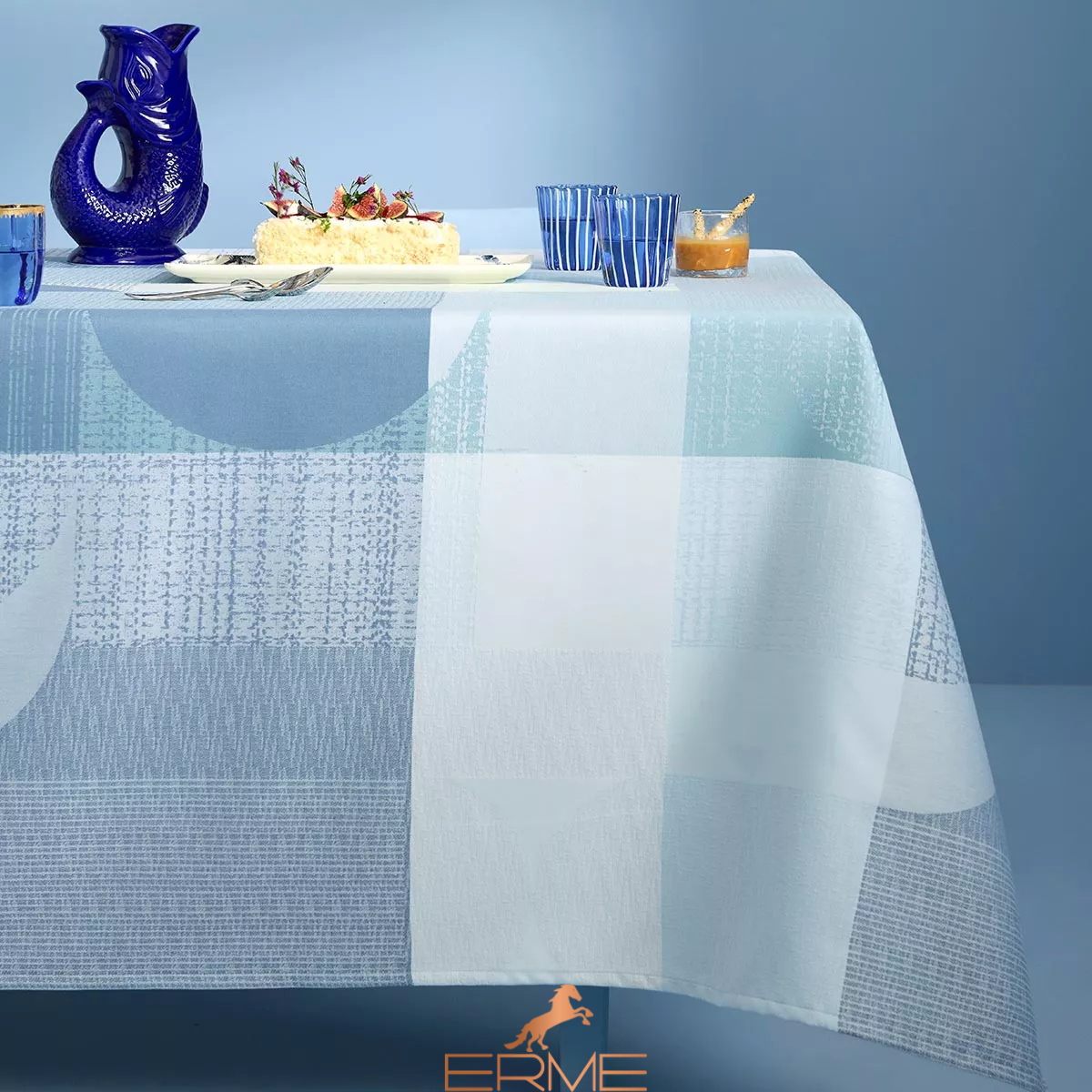 Tablecloth Garnier Thiebaut - Mille Textures Bleu
