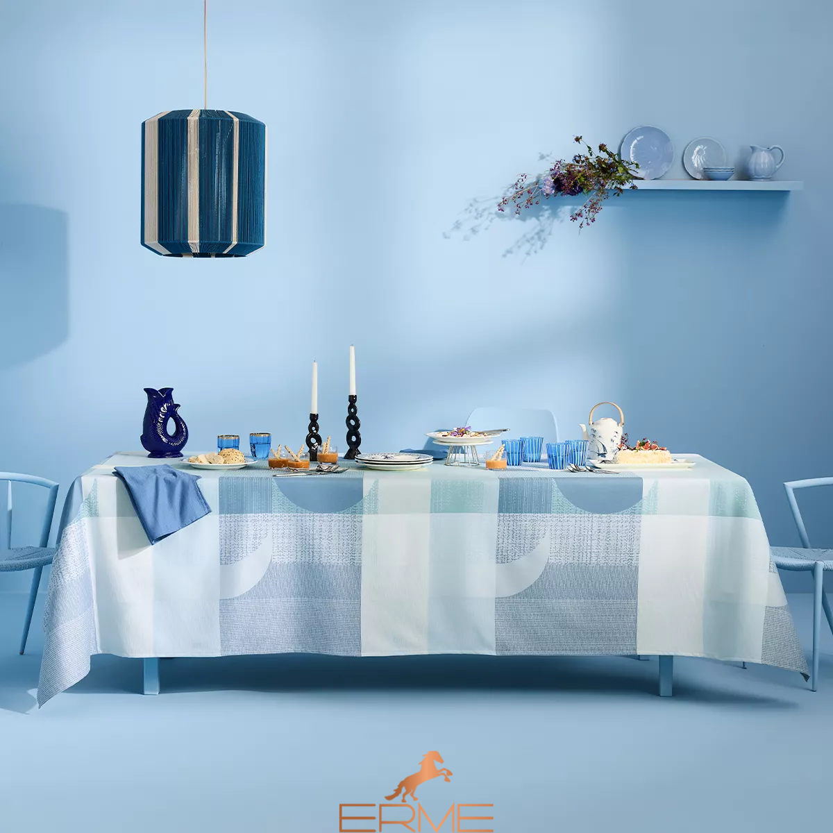 Tablecloth Garnier Thiebaut - Mille Textures Bleu