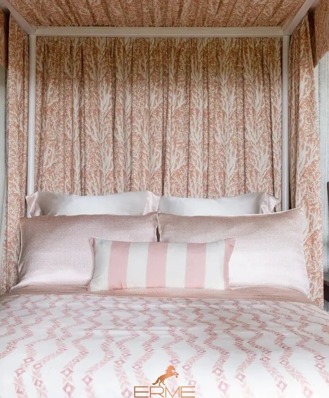 Шелковое постельное белье Gingerlily Printed Tangleweed Pink, 50x75 (2шт), 200x200, 160x200 на резинке
