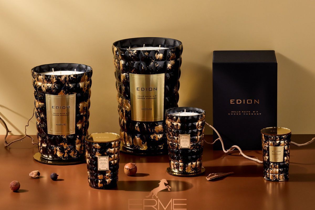 Luxurious white scented candle Edion - WOODS HARMONY