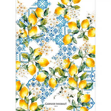 Kitchen towel Garnier Thiebaut - Citrons Azulejos Bleu