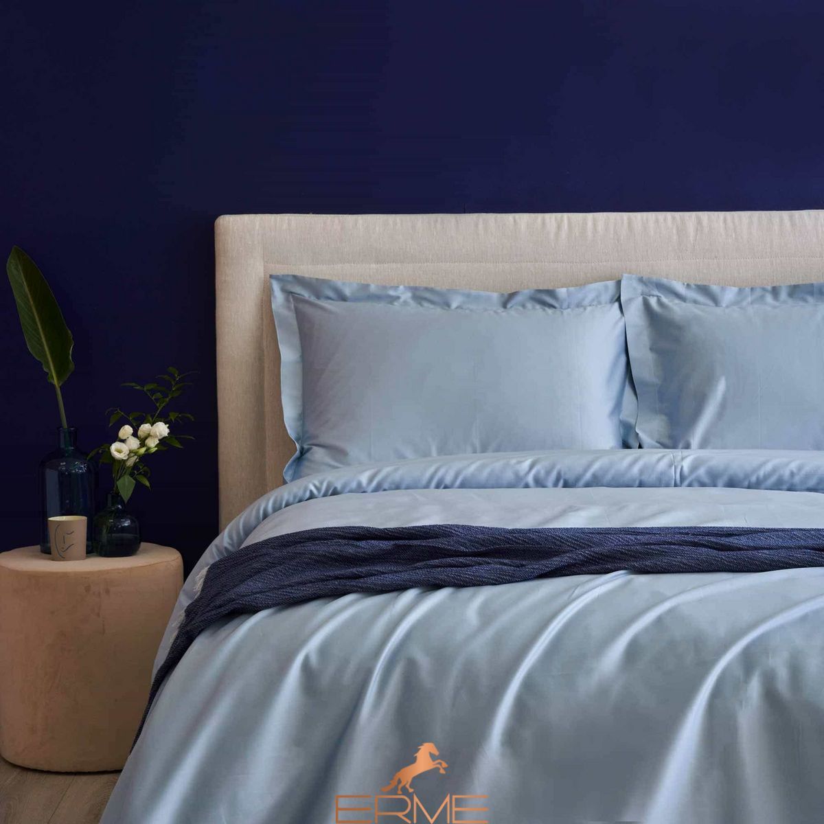 Bed linen Biancoperla - Afrodite Navy Blue, 50x75 (2pc), 155x200 (2pc), 270x290