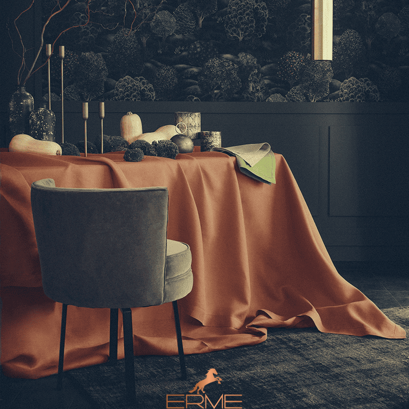 Alexandre Turpault FLORENCE Copper linen tablecloth OFG 50x150 cm