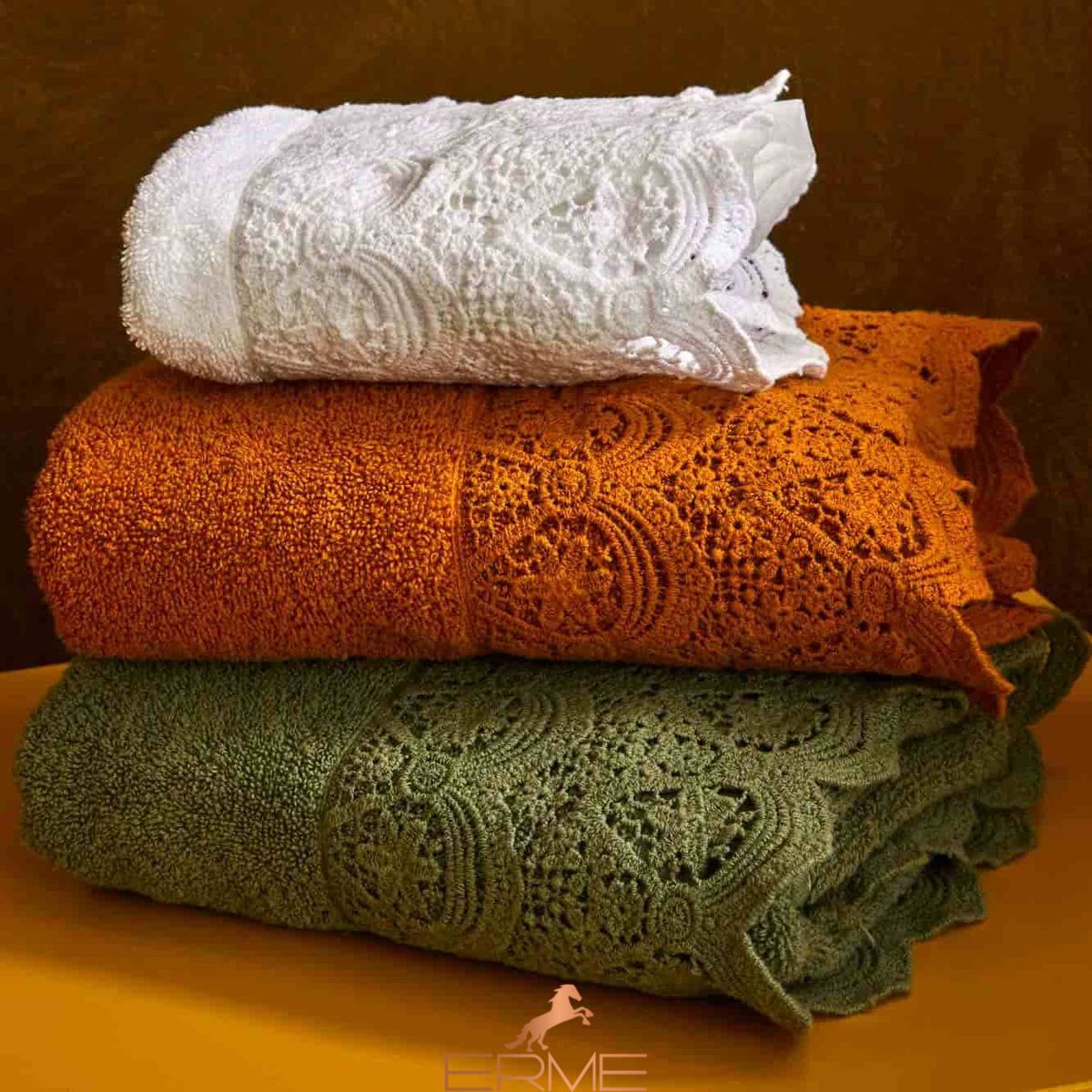 Набір рушників для обличчя + гостьове Biancoperla Canastra Bosco, 60х110 + 40х60 + 100x140