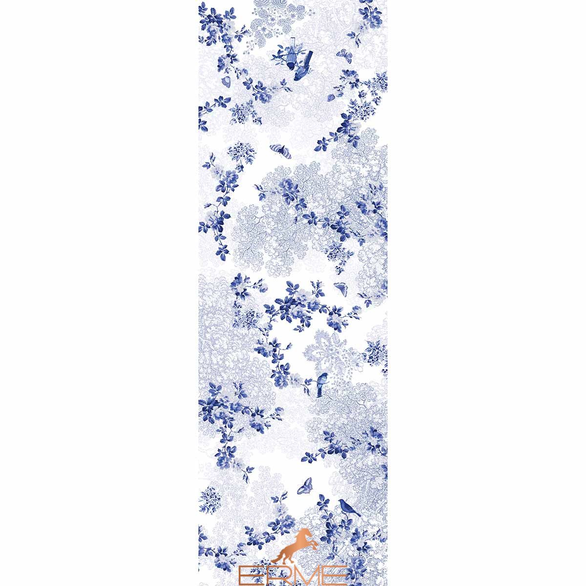 Table runner Garnier Thiebaut Voliere bleu, 50х155