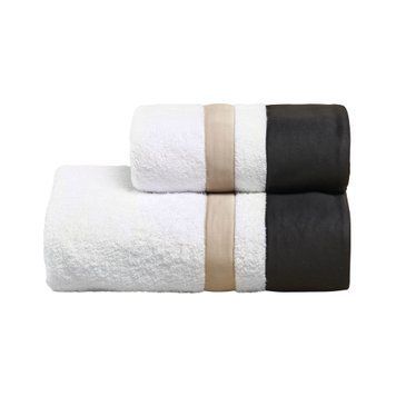 Набір рушників для обличчя + гостьове Biancoperla Pure Bianco / Nero / Beach, 60х110 + 40х60 + 100x140