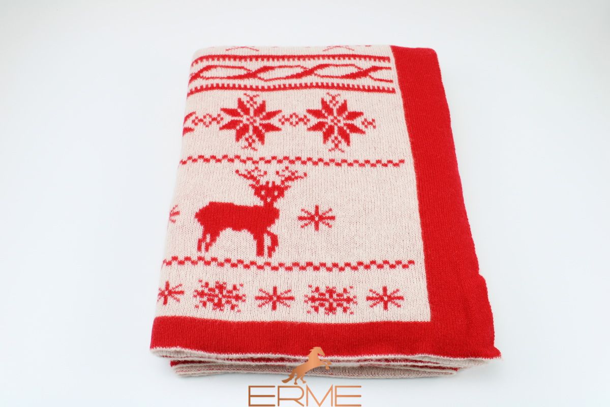 Knitted Christmas plaid CO.BI. NOEL, red, 140x180