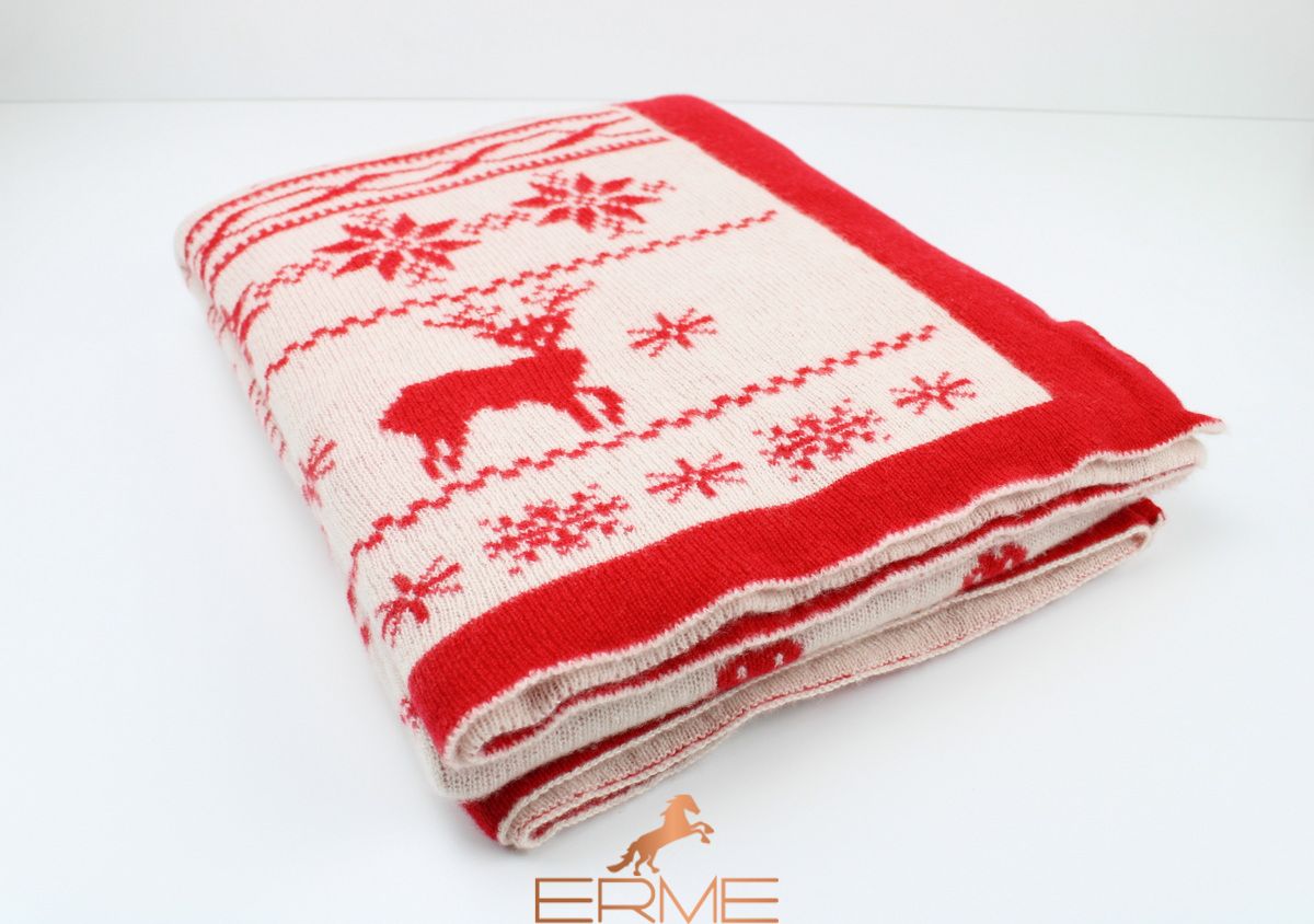 Knitted Christmas plaid CO.BI. NOEL, red, 140x180