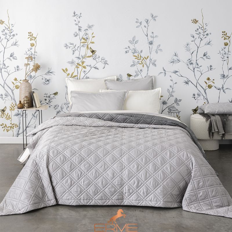 Quilted bedspread Alexandre Turpault - Merveille Meteor Gray Silver