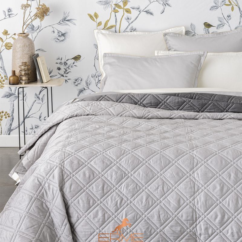 Quilted bedspread Alexandre Turpault - Merveille Meteor Gray Silver