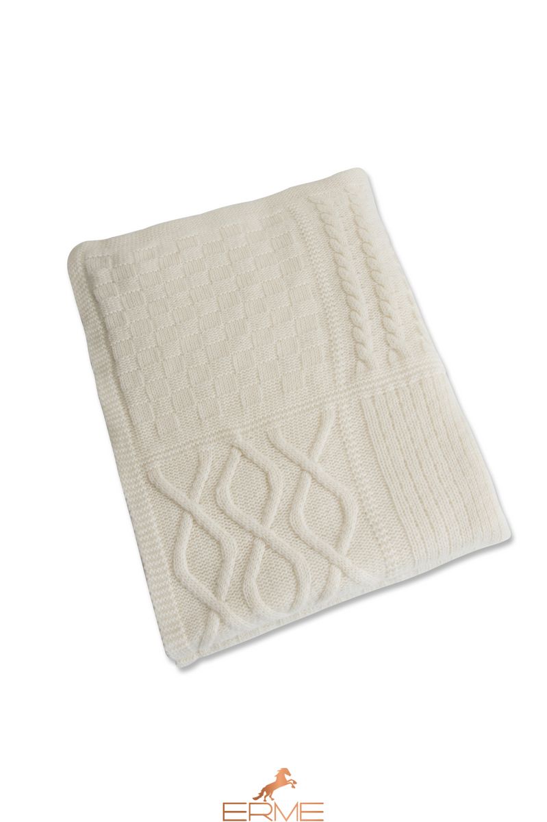 Knitted blanket CO.BI. PIXEL, white, 140x180