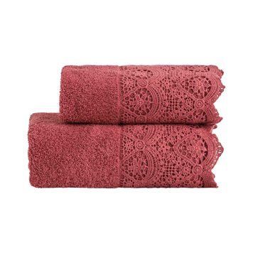 Набір рушників для обличчя + гостьове Biancoperla Canastra Pepe Rosa, 60х110 + 40х60 + 100x140