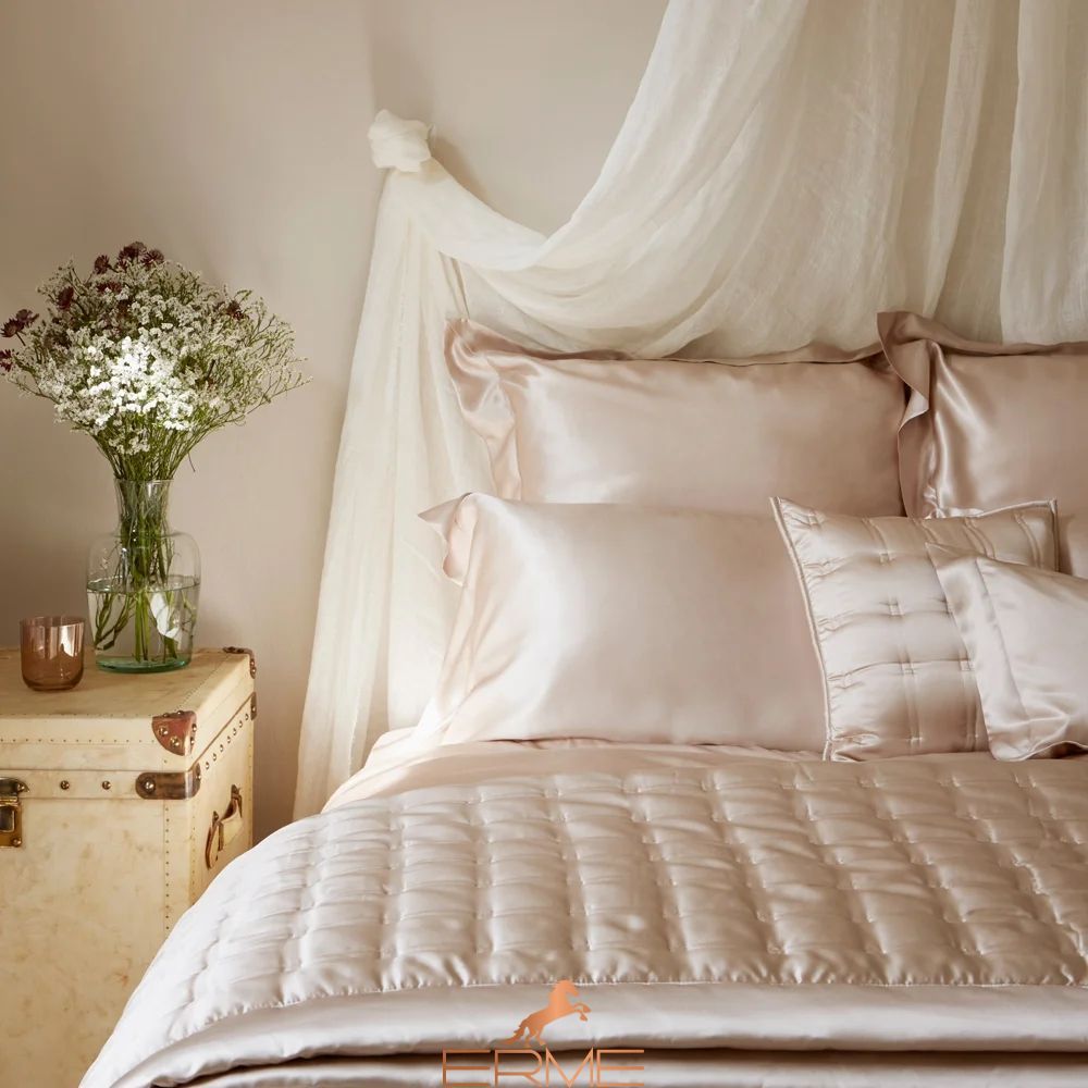 Gingerlily Blush Silk Bedding, 50x75 (2pc), 200x200, 160x200 with elastic