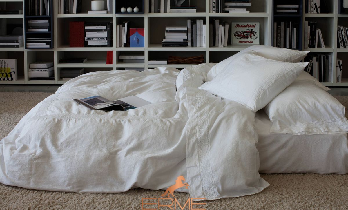 Bed linen Signoria Firenze Viola Lace white, 50x75, 155x200 (2pc), 270x290