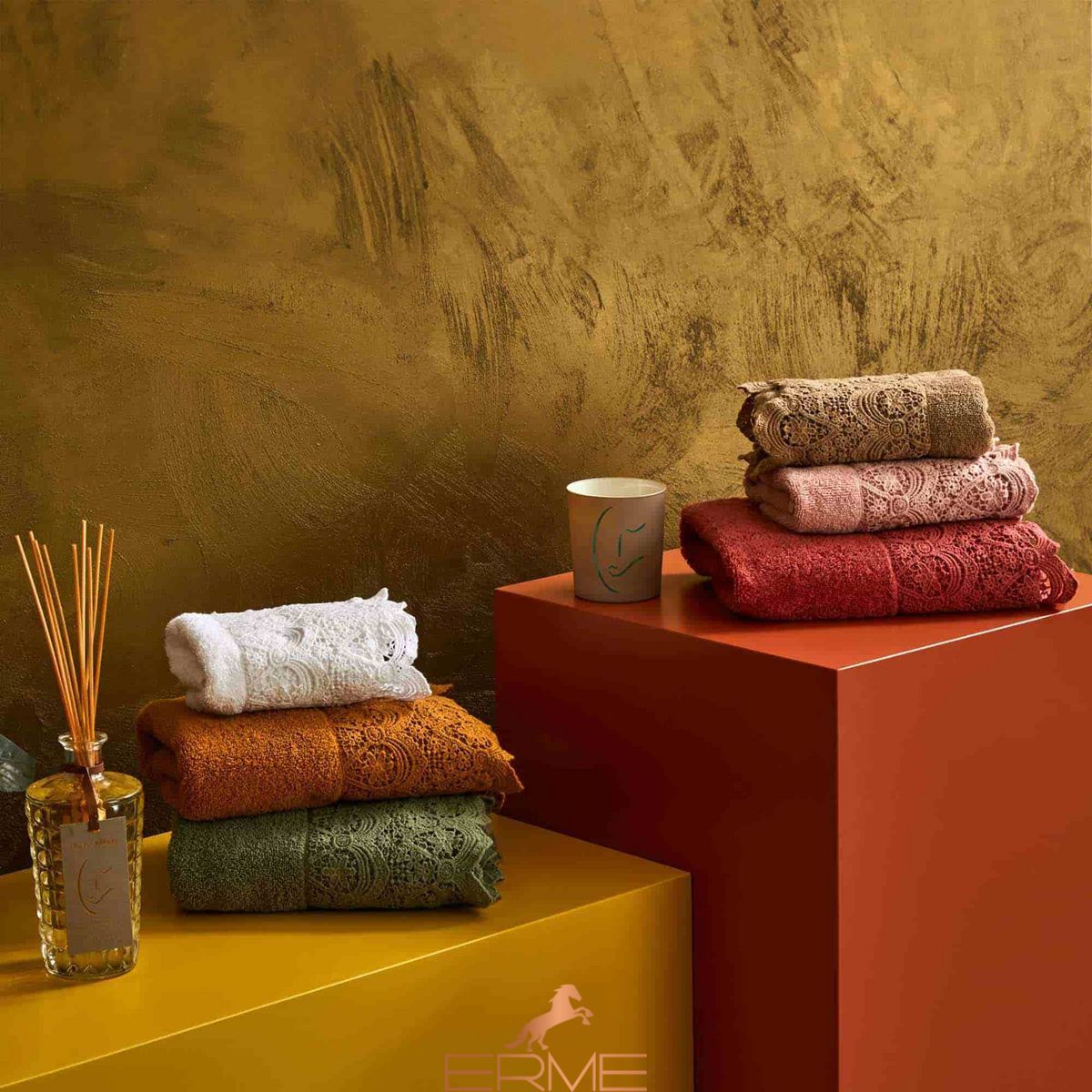 Набір рушників для обличчя + гостьове Biancoperla Canastra Safari, 60х110 + 40х60 + 100x140