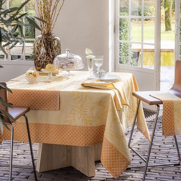 Jacquard Francais tablecloth - Jardin d'Eden Coton Pollen, 175x380