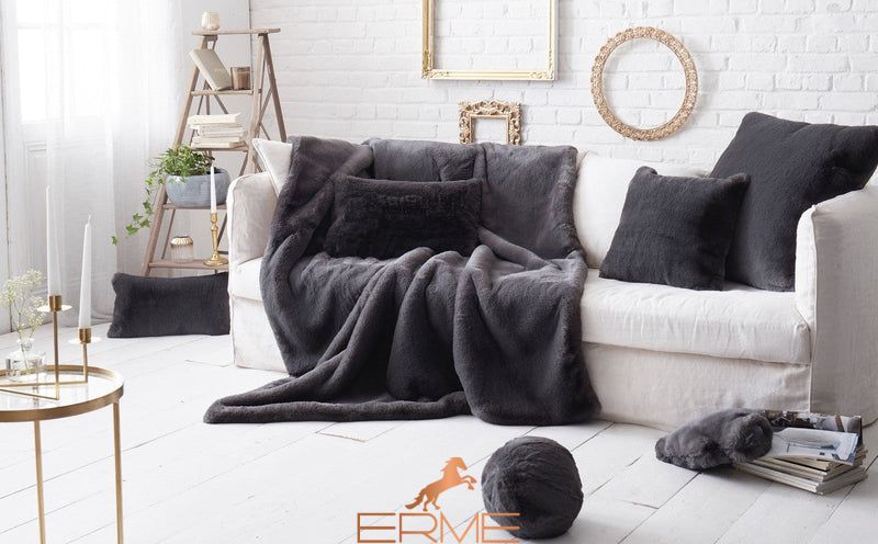 Fur rug for bed Mansion - Smoky Gray