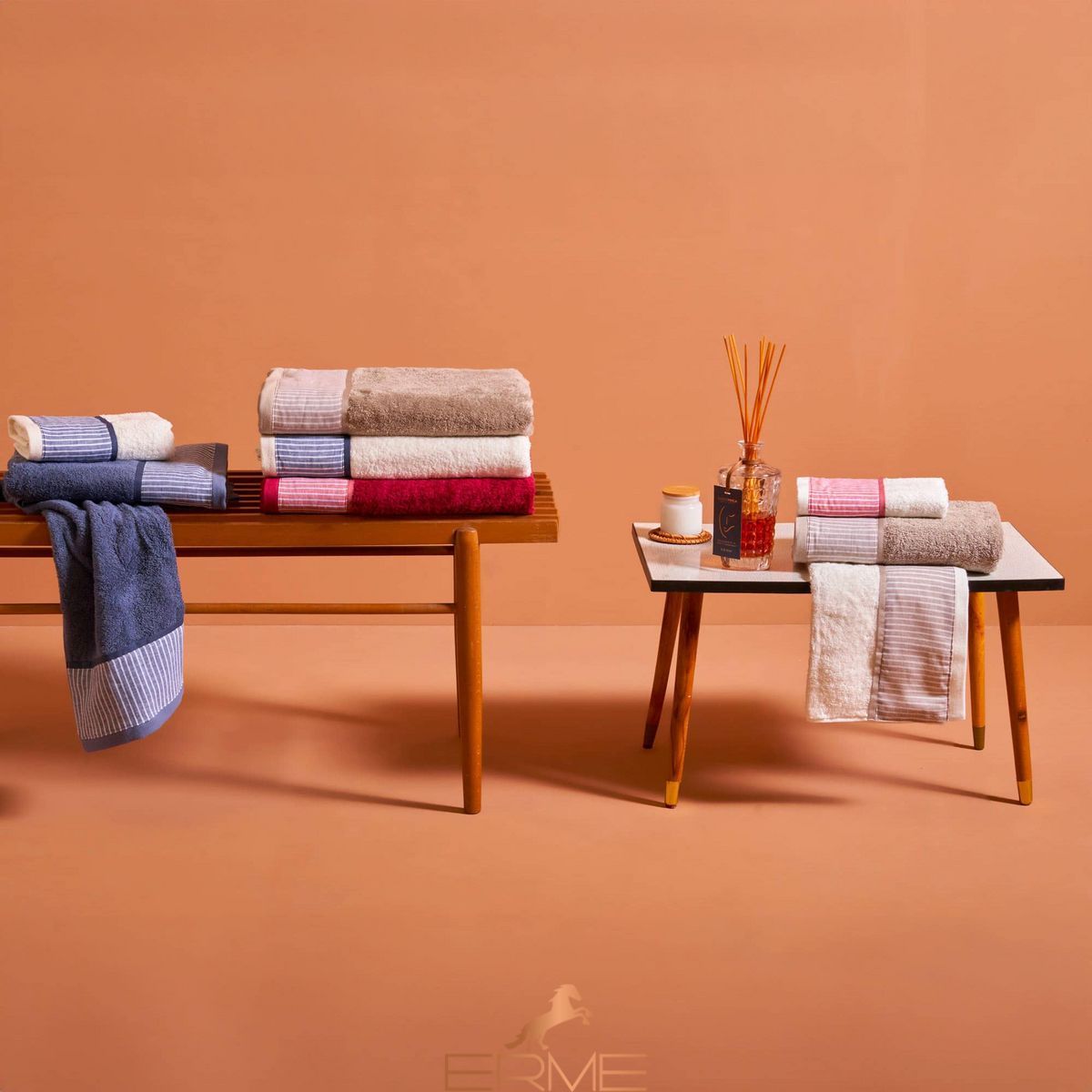 Набор полотенец для лица + гостевое Biancoperla Castellina Damar, 60х110 + 40х60 + 100x140