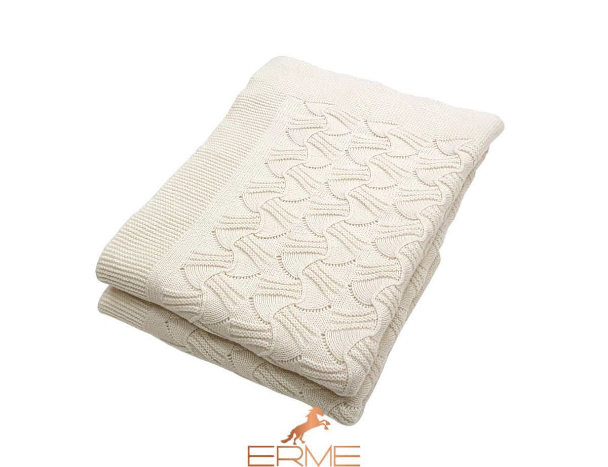 Knitted blanket CO.BI. TEODORO, white, 140x180