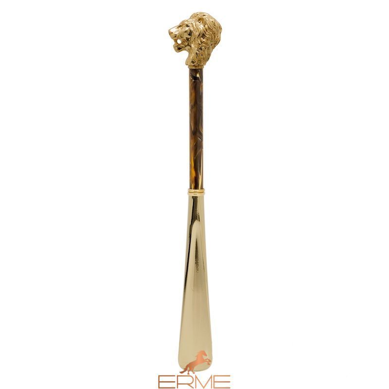 Pasotti -GOLD LION SHOEHORN, PEARLY BROWN SHAFT