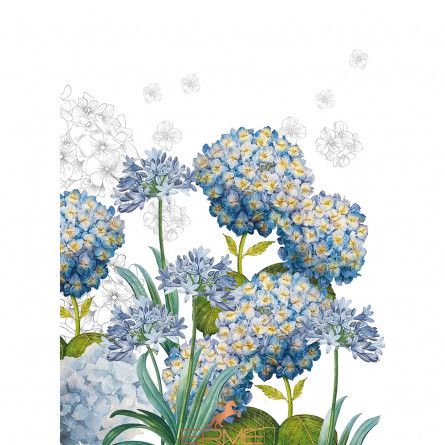 Kitchen towel Coucke Garnier Thiebaut - Jardin d'hortensias bleu