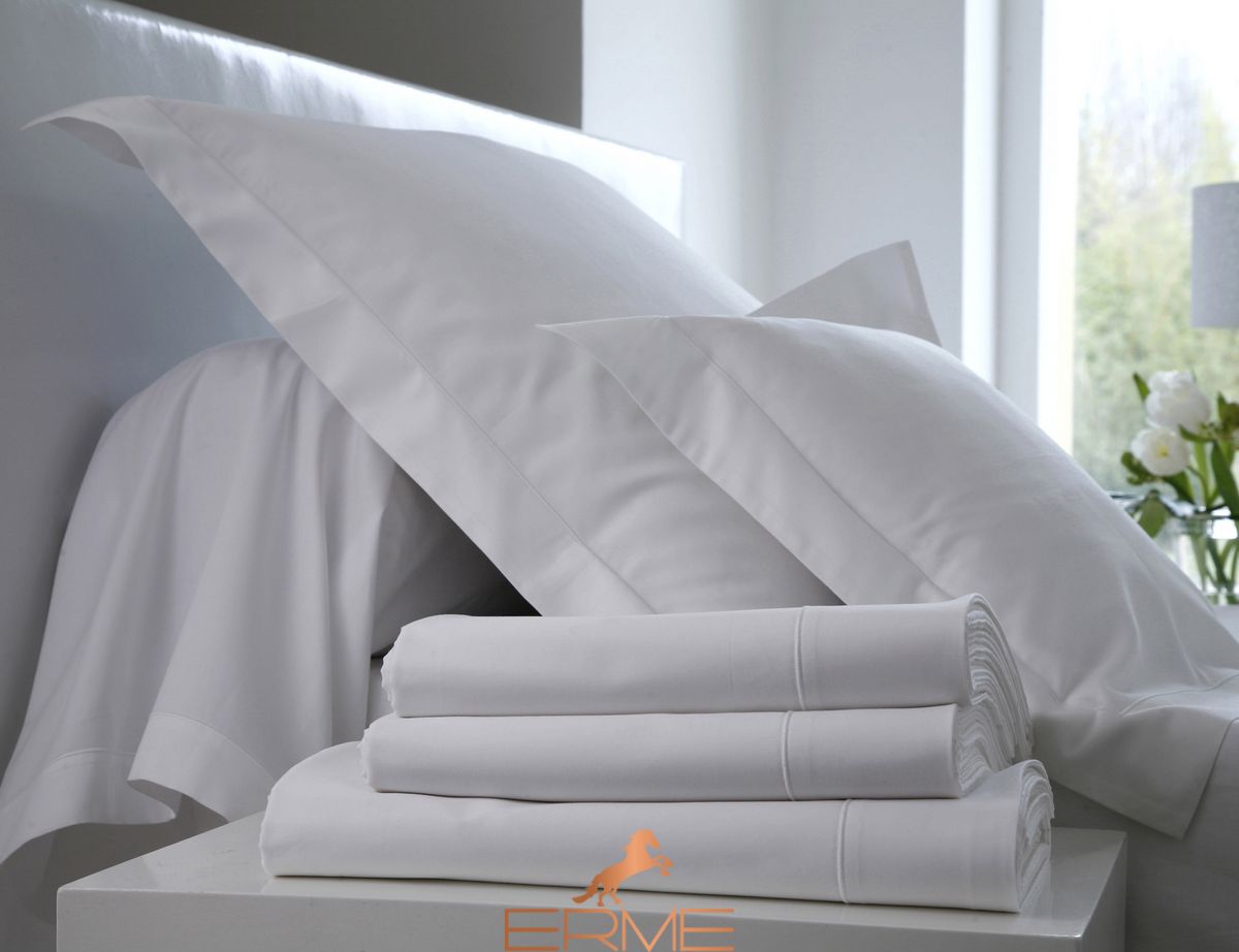 Bed linen Blanc Des Vosges Plain Satin White, 50x70, 155x200, 180x290