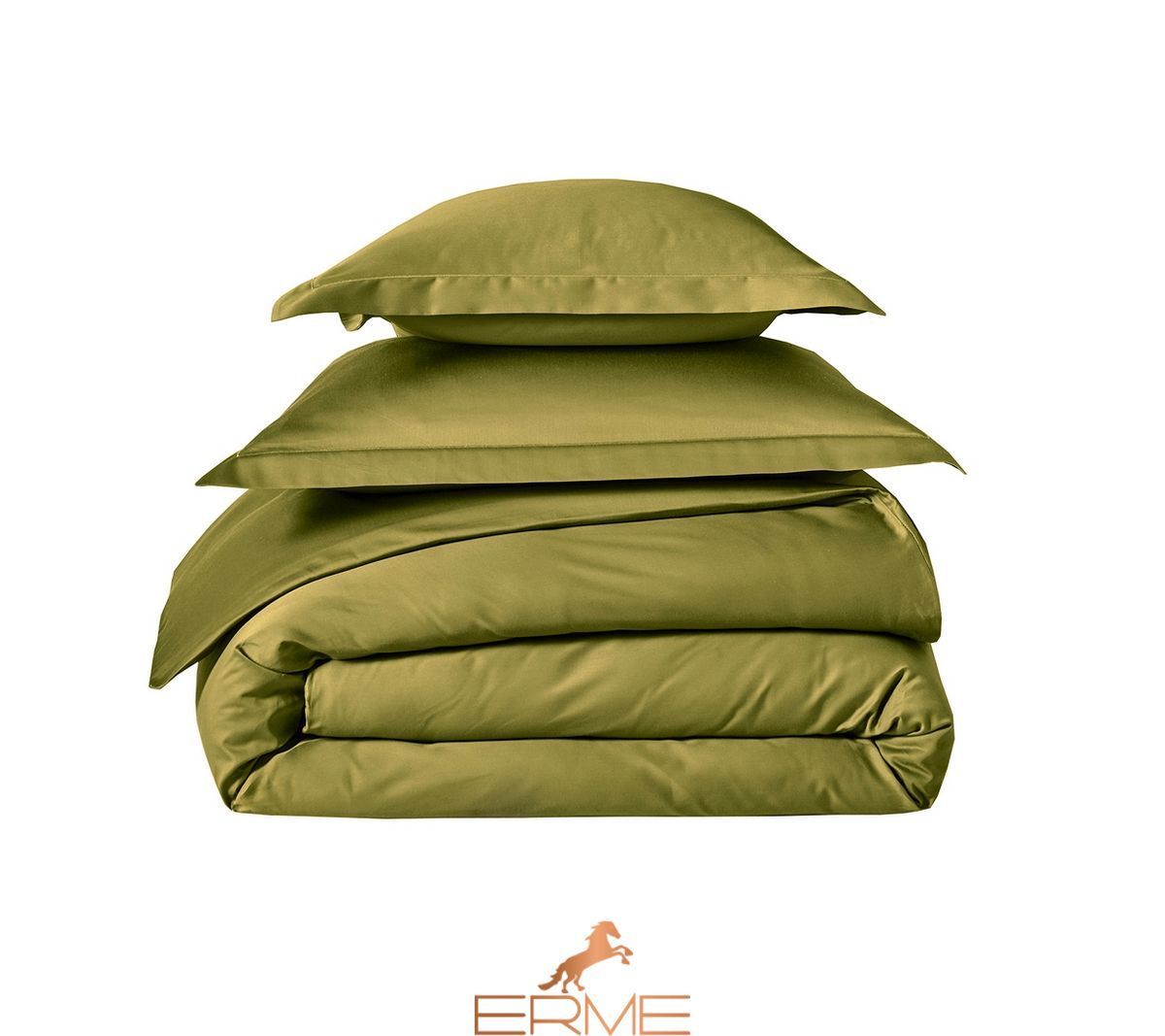 Постільна білизна Blanc Des Vosges Plain Satin Olive, 50x70, 155x200, 180x290