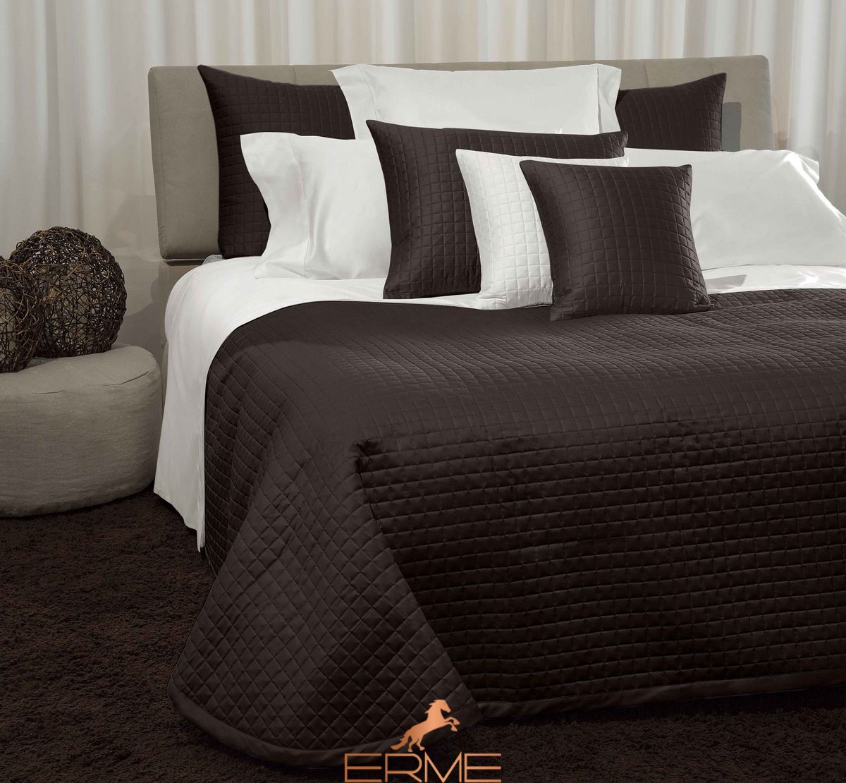 Signoria Firenze - Quilted bedspread MASACCIO Espresso, Espresso, 260x270