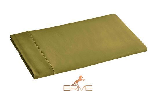 Постільна білизна Blanc Des Vosges Plain Satin Olive, 50x70, 155x200, 180x290